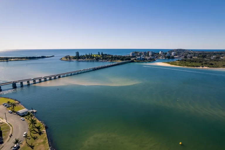 Panoramic view of River Forster Tuncurry Side in Mid North Coast